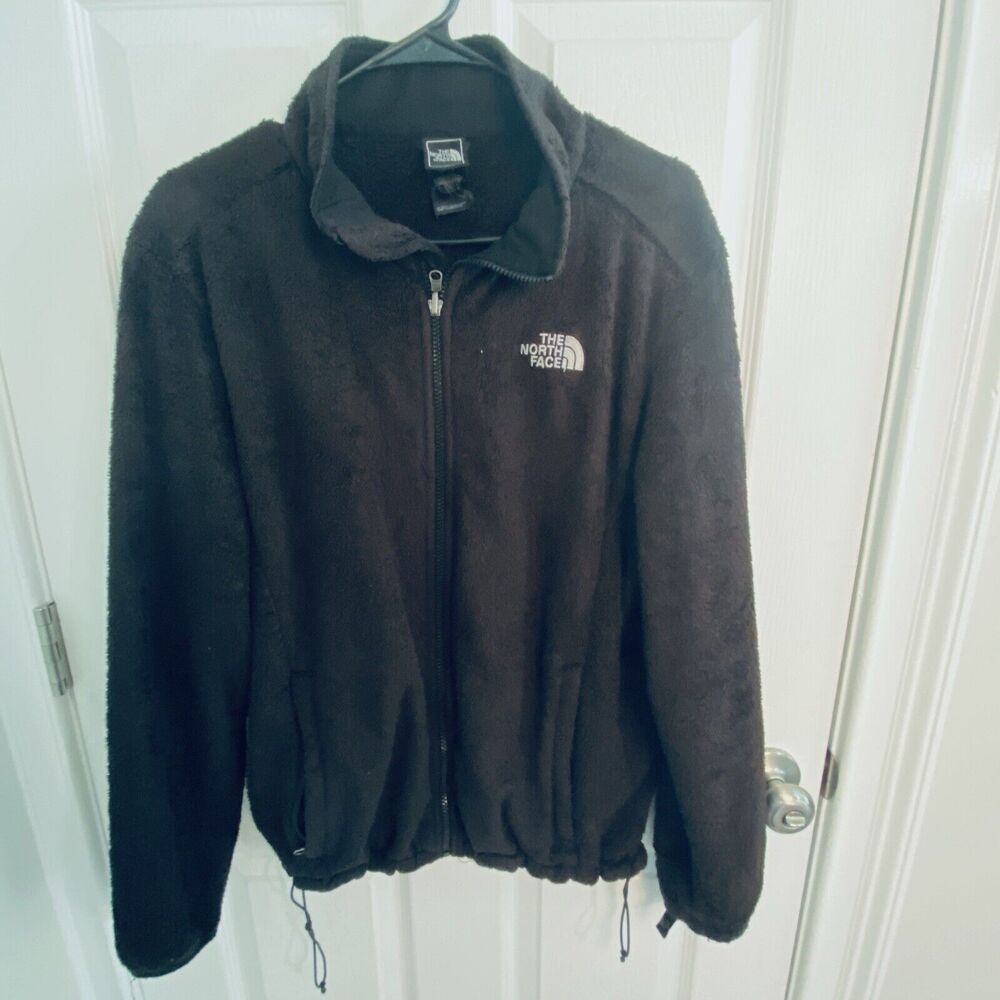 Vintage The North Face Jacket Womens XL Black Full Zip Fleece Fuzzy Coat